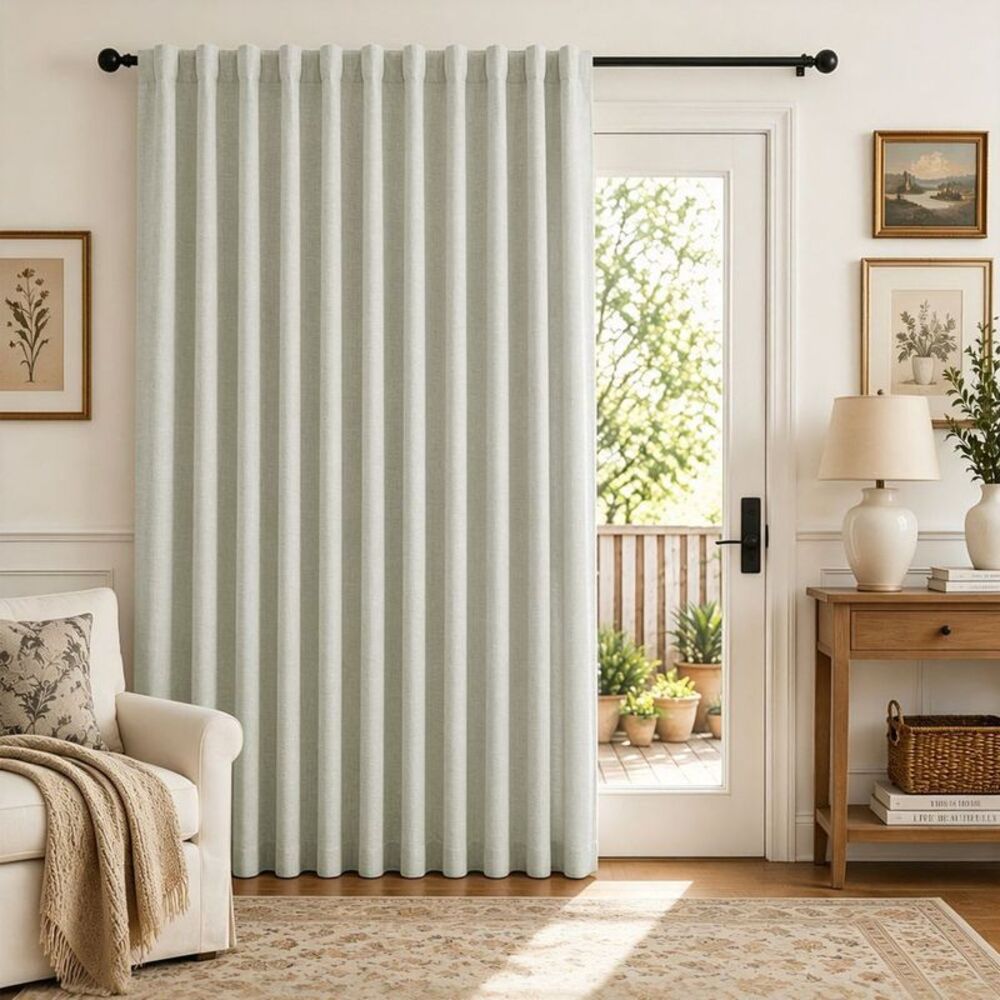 JoyDeco 70"x108" Faux Linen Blackout Curtain Panel - Light Beige